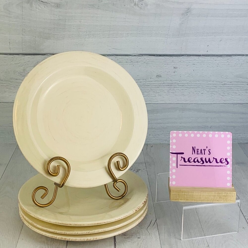 Capriware SAHARA CREAM Terra Cotta Rust Highlights Lunch Salad Plates Set of 4